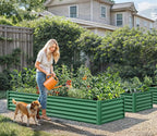YITAHOME 72x36x18 in Galvanized Raised Garden Bed Kit, Large Metal Planter Box with Gloves & Support Rod, Outdoor Flower Bed for Plants Vegetables, Green