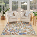 Nourison Home Aloha Ivory Blue 3'6" x 5'6" Area Rug - Easy Clean, Non Shedding, Bed Room, Living Room, Dining Room, Kitchen (4' x 6')