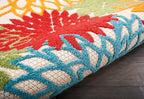 Nourison Home Aloha Indoor/Outdoor Green 2'3'' x 8' Area-Rug, Tropical, Botanical, Easy-Cleaning, Non Shedding, Bed Room, Living Room, Dining Room, Deck, Backyard, Patio (2x8)