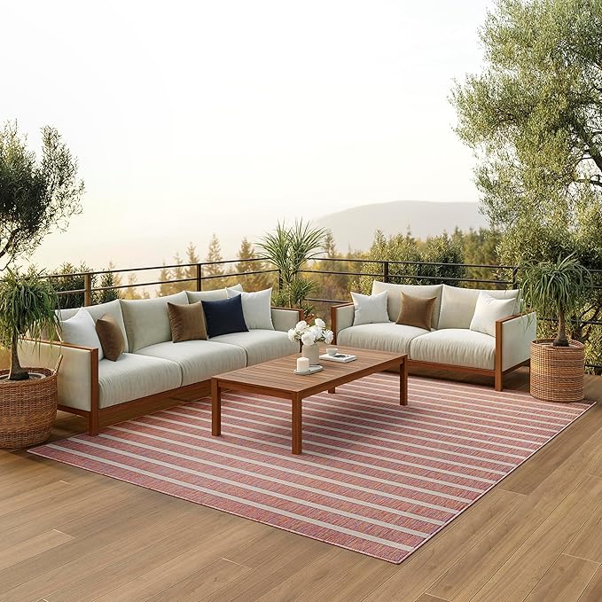 Nourison Home Positano Rainbow Ivory 7' x 10' Area Rug - Easy Clean, Non Shedding, Bed Room, Living Room, Dining Room, Kitchen (7' x 10')