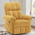 Recliner Chair, Swivel Rocker Recliner Chair for Adults, Small Recliners for Small Spaces, Upholstered Manual Recliner with Side Pockets, Nursery Rocking Chair for Living Room, Chenille, Yellow