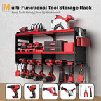 Power Tool Organizer Wall Mount with Charging Station, 15 Min Assembly & Maximum 420lbs Load by Heavy Duty Metal, 8 Slots for Cordless Drill, Tool Battery Holder with 6 Outlet Power Strip