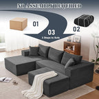 110” Cloud Sectional Couch, Modular Sectional Sofa with Deep Seat, Boneless Sofa for Living Room, Fluffy Comfy U-Shaped Couch with Left Facing Chaise, No Assembly Required, Grey