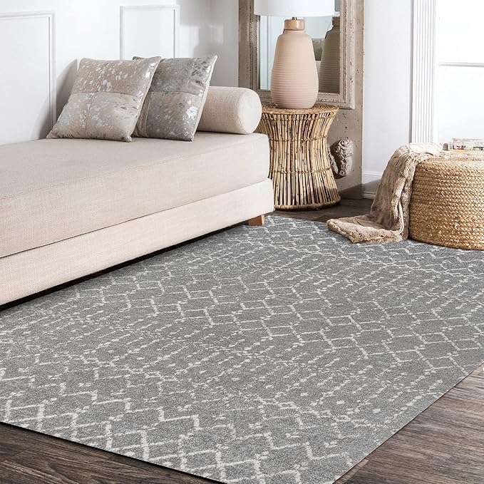 JONATHAN Y Boho Vintage Diamond Gray/Ivory Indoor Area Rug 3X5 ft, Moroccan Hype for Living Room, Bedroom, Kitchen, Office, Easy-Cleaning, High Traffic, Pet-Friendly, Non-Shedding (MOH101C-3)