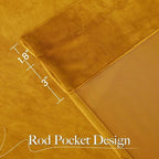 NICETOWN Warm Gold Velvet Curtains 84 inches Long, Room Darkening Drapes for Family Room/Holiday Fete, Rod Pocket Classic Privacy Protect Panels for Summer, Autumn & Winter (1 Pair, 96 inch)