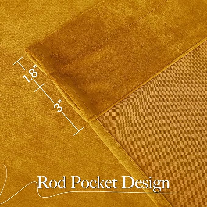 NICETOWN Yellowish Gold Velvet Curtains 108 inches Long, Bedroom Velvet Window Drapes, Luxury Curtains Home Decoration Thick Drapes for Dining Room (1 Pair, 52 Wide)