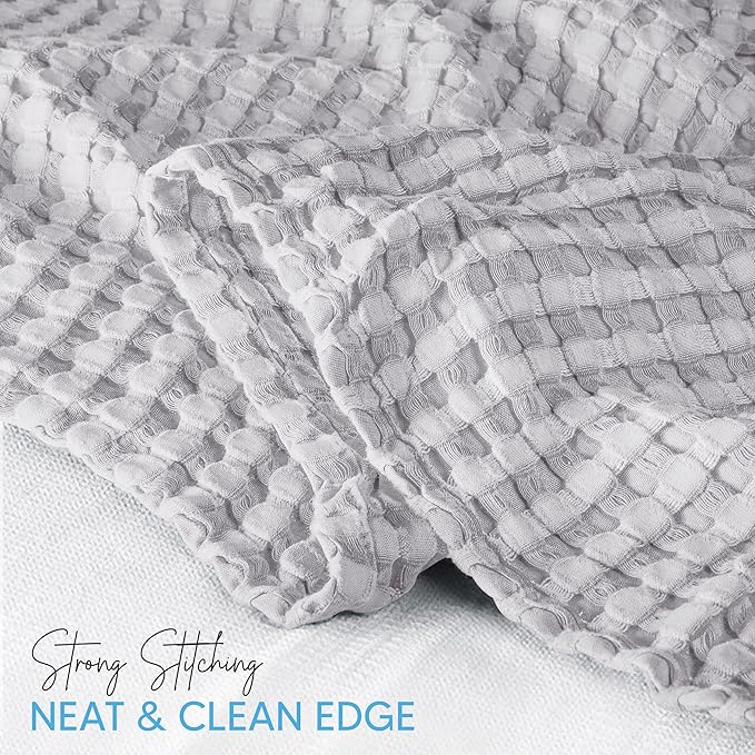 Utopia Bedding Silver 100% Cotton Waffle Blanket 300 GSM [King - 90x108 Inch] Soft Lightweight Breathable Bed Blanket for All Season