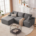 Cloud Sectional Couch, Boneless Sofa for Living Room, Fluffy Comfy Couch with Deep Seat, Modular Sectional Sofa with L-Shaped Chaise, No Assembly Required, Dark Grey