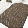 OLANLY Front Door Mat Indoor Outdoor Entrance, Waterproof All-Season, All-Weather Doormat, Sturdy Natural Rubber, Low Profile, Easy Clean Patio Porch Entryway Mat, Herringbone Brick (Brown, 71x47)