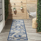 Nourison Home Aloha Blue Grey 2'3" x 10' Area Rug - Easy Clean, Non Shedding, Bed Room, Living Room, Dining Room, Kitchen (10' Runner)