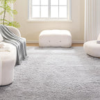 Amazon Basics Fluffy Washable Area Rug, Shaggy Carpet for Living Room, Bedroom, 6' W × 9' L, Gray