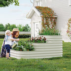 IDEALHOUSE Galvanized Metal Raised Garden Bed Kit, 61x42x31 Inch Outdoor Modular Planter Box for Vegetables, Herbs & Flowers, 3-in-1 Open-Base Design for Deep Root Growth, White
