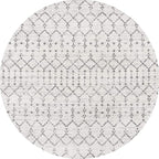 JONATHAN Y Boho Vintage Diamond Cream/Gray Round Area Rug 6 ft, Moroccan Hype for Living Room, Bedroom, Kitchen, Office, Easy-Cleaning, High Traffic, Pet-Friendly, Non-Shedding (MOH101B-6R)