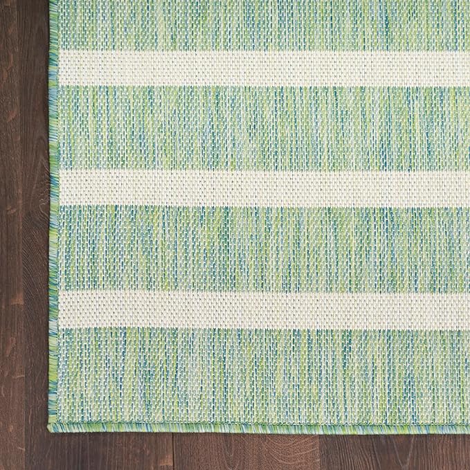 Nourison Home Positano Blue Green Ivory 9' x 12' Area Rug - Easy Clean, Non Shedding, Bed Room, Living Room, Dining Room, Kitchen (9' x 12')