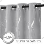 NICETOWN Blackout Curtains 72 inches Long, Silver Grey, 2 Panels, 34 x 72 Inch, Microfiber Noise Reducing Thermal Insulated Wave Line Foil Print Design Blackout Curtains for Patio Sliding Glass Door