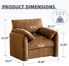 Chenille Oversized Armchair, 38.6'" Wide Accent Chairs for Living Room & Bedroom Modern Lounge Chair, Upholstered Mid-Century Reading Chair (Rustic Bronzing Cloth, 1 Pack)