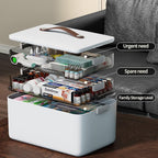 CTIME 3-Tier Medicine Organizer with Pill Case - Portable Pill Case & Empty First Aid Kit for Home, Travel, RV, School, Dorm, Ideal Elderly, Father Gift