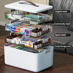CTIME 4-Tier XL Medicine Organizer - Portable Medicine Cabinet with Leather Handle, Empty First Aid Kit for Home Organization Must, School, Dormitory, Travel, RV, Dorm, Ideal Elderly Gift