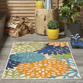 Nourison Home Aloha Indoor/Outdoor Multicolor 2'8" x 4' Area Rug, Tropical, Botanical, Easy Clean, Non Shedding, Bed Room, Living Room, Dining Room, Deck, Backyard, Patio (3x4)