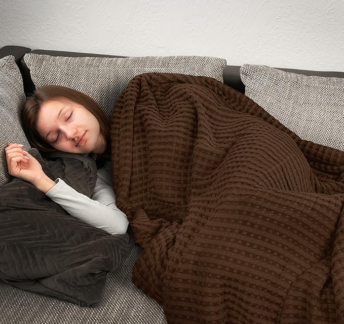 Utopia Bedding Brown 100% Cotton Waffle Blanket 300 GSM [King - 90x108 Inch] Soft Lightweight Breathable Bed Blanket for All Season