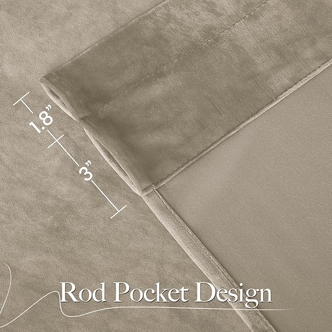 NICETOWN Living Room Camel Velvet 102 inches Long Curtains, Sound and Sunlight Reducing Heavy Matt Rod Pocket Drapes/Panels for High Celling Wall (2 Panel Per Pack, W52 x L102)