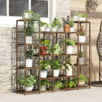 Bamworld Large Plant Shelf Indoor Plant Shelf Outdoor Tall Wood Plant Holder for Living Room Multiple Plants Patio Balcony Garden 17 Pots