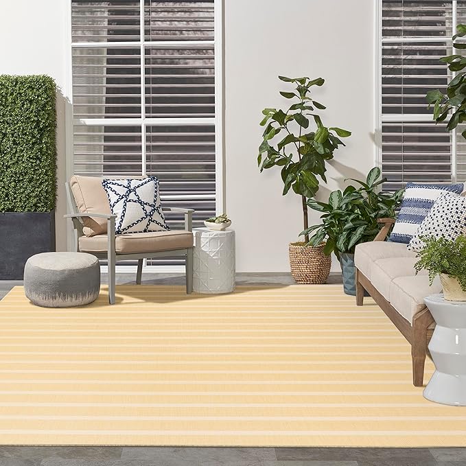 Nourison Home Positano Yellow Ivory 9' x 12' Area Rug - Easy Clean, Non Shedding, Bed Room, Living Room, Dining Room, Kitchen (9' x 12')