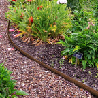 Worth Garden 10-Pack Corten Steel Landscape Lawn Edging - 4.5in H Rust Patina Finish Bendable Metal Strips - Hammer-in Pre-Rusted Border w/ 11 Clips - Yard Pathway Divider (33Ft Total)