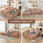 110” Cloud Sectional Couch, Modular Sectional Sofa for Living Room, Boneless Sofa with Deep Seat, Comfy Fluffy Couch with L-Shaped Chaise, No Assembly Required (Left-Facing Chaise, Camel)