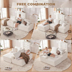 Cloud Sectional Sofa, Boneless Couch for Living Room, Modular Sectional Sofa with Deep Seat, Fluffy Comfy Couch with L-Shaped Chaise, No Assembly Required, Beige