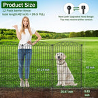 12 Panel No Dig Decorative Garden Fence with Gate - 42in H x 26.5 ft L, Tall Animal Barrier for Dogs Rabbits, Rustproof Metal Wire Panels for Yard, Patio, and Outdoor Border Use