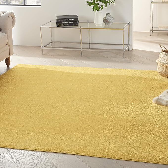 Nourison Home Nourison Essentials Yellow 5' x Square Area Rug - Easy Clean, Non Shedding, Bed Room, Living Room, Dining Room, Kitchen (5' x Square)