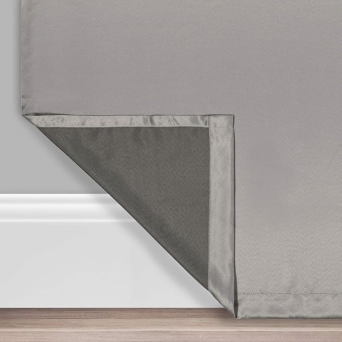 Eclipse Solid Thermapanel Room Darkening Rod Pocket Curtain, Window Curtain for Bedroom and Living Room, (1 Panel), 52 in Wide x 84 in Long, Grey