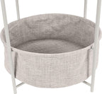 Amazon Basics Round Storage End Table, Nightstand with Cloth Basket, Bedside Table, White/Heather Gray, 17.7" L x 17.7" W x 18.9" H