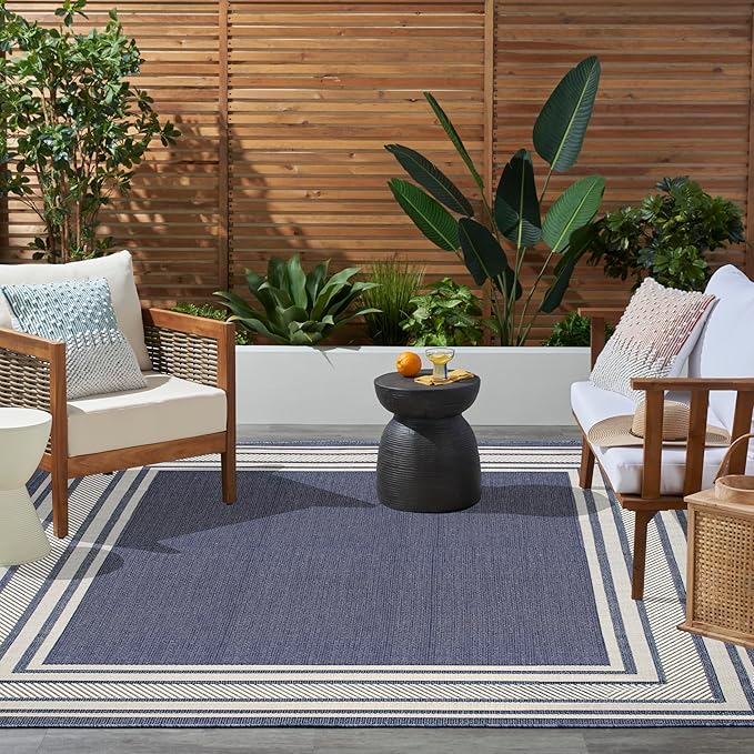 Nourison Home Horizon Indoor/Outdoor Navy 10' x 14' Area Rug - Easy Clean, Non Shedding, Bed Room, Living Room, Dining Room, Kitchen (10' x 14')