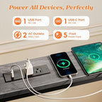 SUPERJARE 102 Inch Sofa Table with 2 Power Outlets and USB-C Ports, 5.9 Inch Narrow Console Table with Storage, Extra-Long, for Entryway Hallway Couch Behind Sofa, Small Spaces, Living Room, Grey