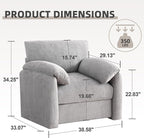 Chenille Oversized Armchair, 38.6" Wide Accent Chairs for Living Room & Bedroom Modern Lounge Chair, Upholstered Mid-Century Reading Chair, Comfy Living Room Chair (LightGrey, 2Pack)