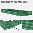 YITAHOME 144x48x12 in Galvanized Raised Garden Bed Kit, Large Metal Planter Box with Gloves, Safety Rubber & Support Rod, Outdoor Flower Bed for Plants Vegetables, Green