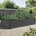 YITAHOME 96x48x18 in Galvanized Raised Garden Bed Kit, Large Metal Planter Box with Gloves, Safety Rubber & Support Rod, Outdoor Flower Bed for Plants Vegetables, Black