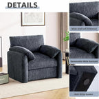 Chenille Oversized Armchair, 38.6" Wide Accent Chairs for Living Room & Bedroom Modern Lounge Chair, Upholstered Mid-Century Reading Chair, Comfy Living Room Chair, Single Sofa Chair, Blue