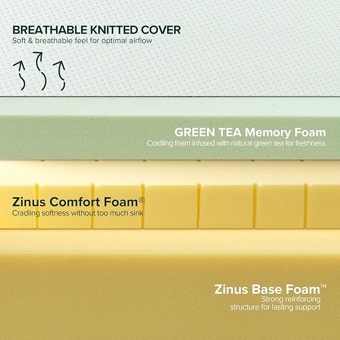 Zinus Memory Foam 10 Inch Green Tea Mattress, Queen