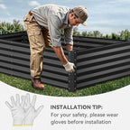 YITAHOME 96x48x18 in 2pcs Galvanized Raised Garden Bed Kit, Large Metal Planter Box with Gloves, Safety Rubber & Support Rod, Outdoor Flower Bed for Plants Vegetables, Black