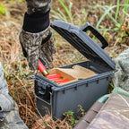 Sheffield 12628 Ammo Storage Box, Stackable .30 Cal Field Boxes, Water and Dust Resistant, Lockable Storage Box with Handle, Secures Hunting Gear, Supplies, and Bullets, Made in USA, Gray, 1-Pack