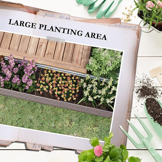 Outsunny 8 x 2 x 2ft Galvanized Raised Garden Bed Kit, Outdoor Metal Elevated Planter Box with Safety Edging, Large Raised Bed for Growing Flowers, Herbs and Vegetables, Brown