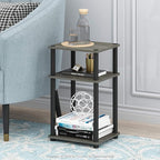 Furinno JUST Side Table, 3-Tier End Table, Open Shelves Night Stand, Bedside Table, Toolless Assembly, for Living Room, Bedroom, Bathroom, French Oak