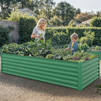 YITAHOME 96x48x24 in 2pcs Galvanized Raised Garden Bed Kit, Large Metal Planter Box with Gloves, Safety Rubber & Support Rod, Outdoor Flower Bed for Plants Vegetables, Green