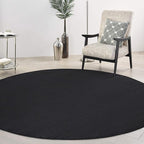 Nourison Home Nourison Essentials Black 8' x Round Area Rug - Easy Clean, Non Shedding, Bed Room, Living Room, Dining Room, Kitchen (8' x Round)