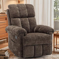 Recliner Chair, Swivel Rocker Recliner Chair for Adults, Small Recliners for Small Spaces, Upholstered Manual Recliner with Side Pockets, Nursery Rocking Chair for Living Room, Chenille, Brown