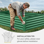 YITAHOME 96x48x18 in Galvanized Raised Garden Bed Kit, Large Metal Planter Box with Gloves, Safety Rubber & Support Rod, Outdoor Flower Bed for Plants Vegetables, Green