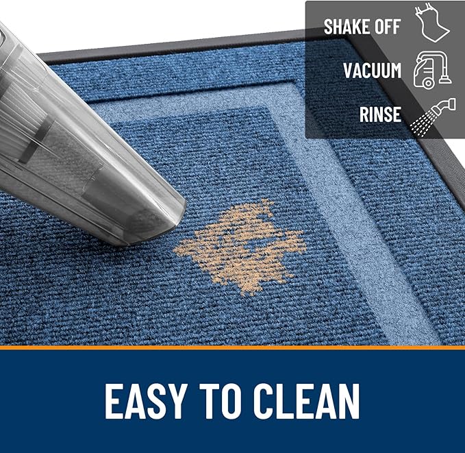 OLANLY Front Door Mat Indoor Outdoor Entrance, Waterproof All-Season, All-Weather Doormat, Sturdy Natural Rubber, Fade Resistant, Low Profile, Easy Clean Patio Porch Entryway Mat, 59x23, Light Blue